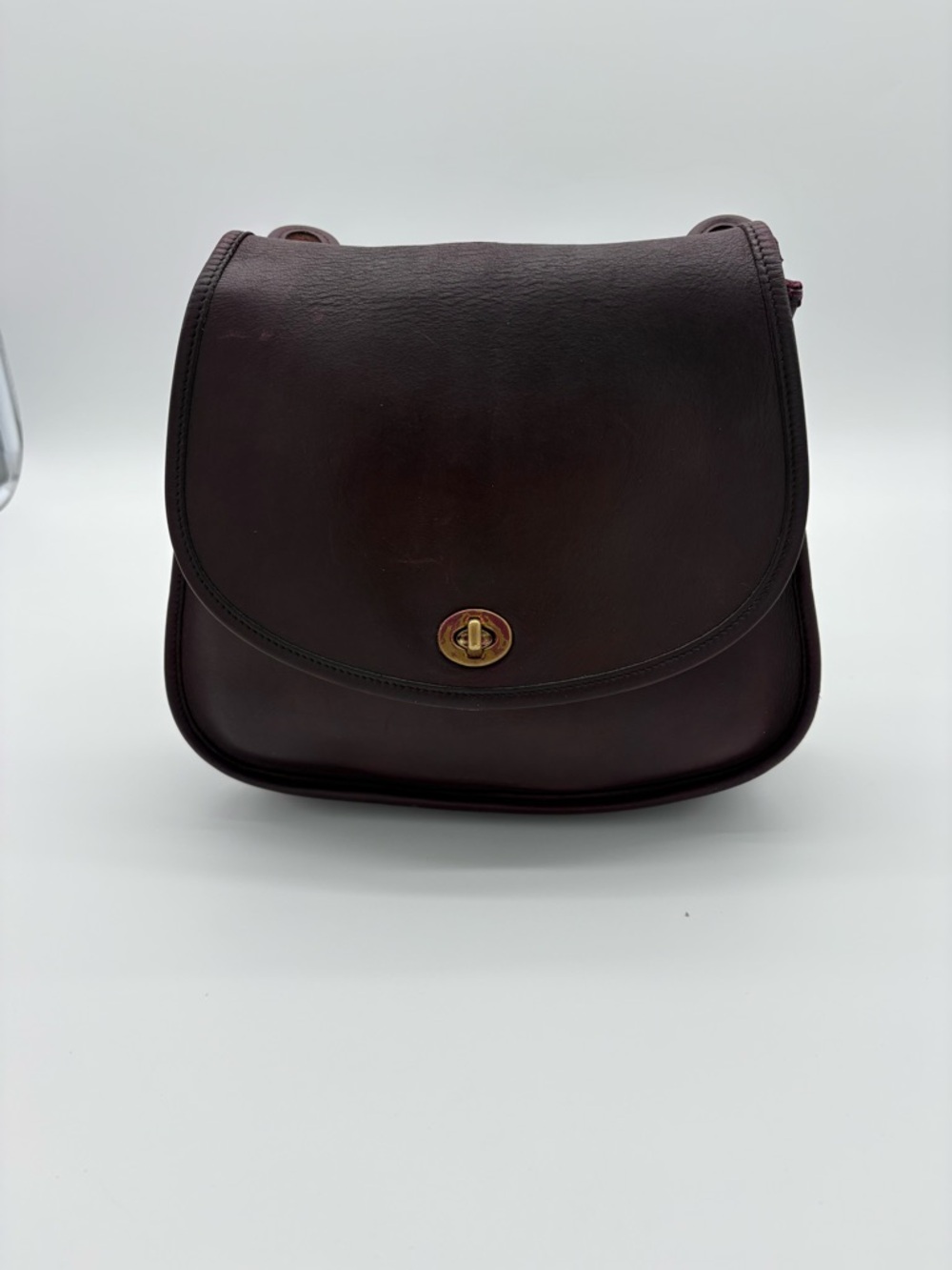Vintage Coach Leather Saddle Crossbody Bag in Dark Brown